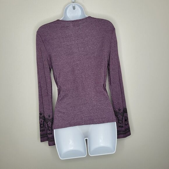 Y2k Eye Shadow purple black dark grunge boho witchy ling sleeve top size M - Picture 2 of 7